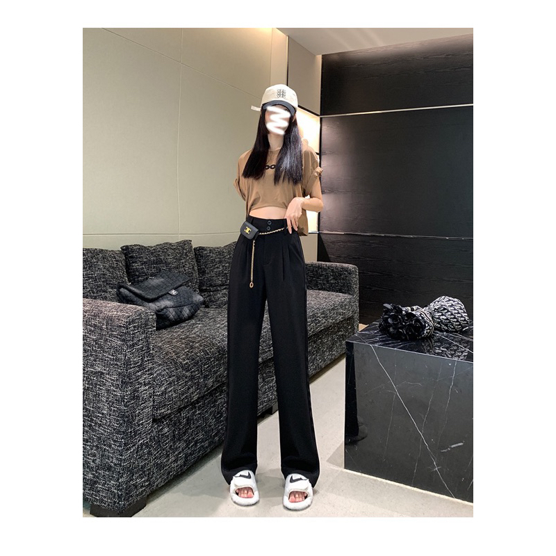 Quần nữ culottes ống rộng cạp cao 7 phân 2 khuy chất tuyết mưa, ống suông lưng cao LC29