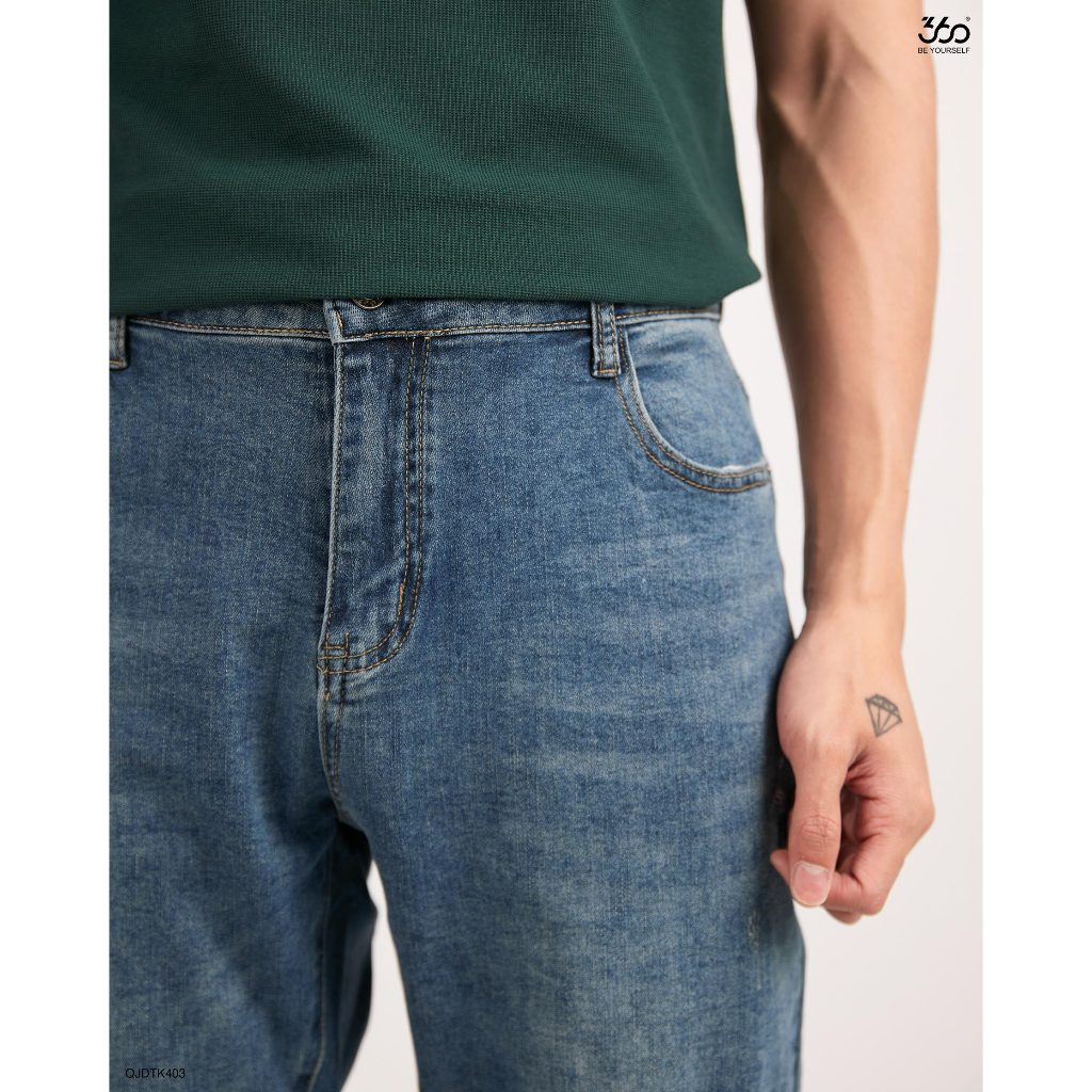 Quần jean nam thương hiệu 360 Boutique dáng tapered màu xanh navy - QJDTK403