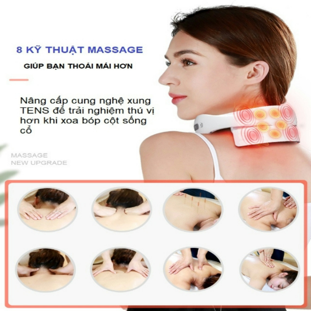 Máy Massage Cổ Vai Gáy Cao Cấp 8D, Nén Nóng Hồng Ngoại Với Tám Điểm Mát Xa Chuyên Sâu, Giảm Đau Mỏi - MAHEE STORE
