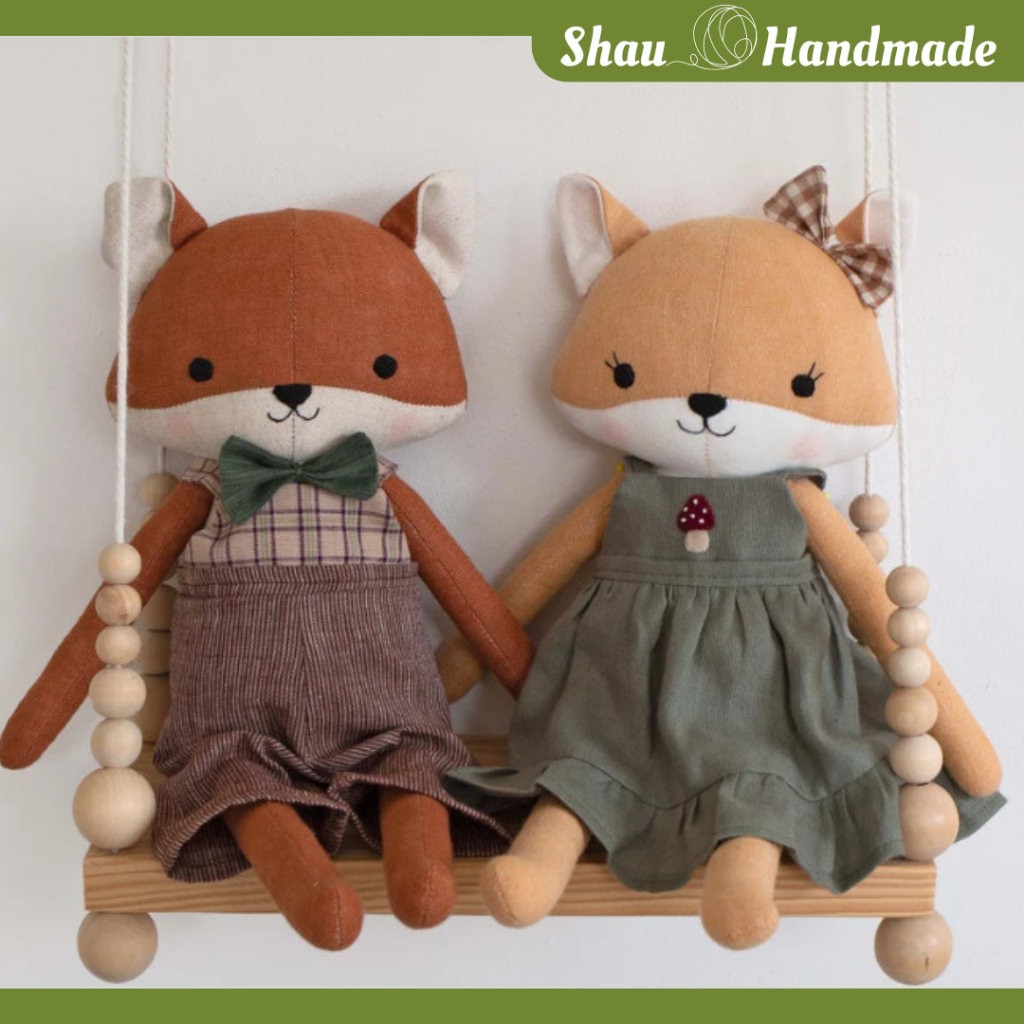 DIY Rập giấy may gấu bông kèm váy áo quần handmade thủ công Fox