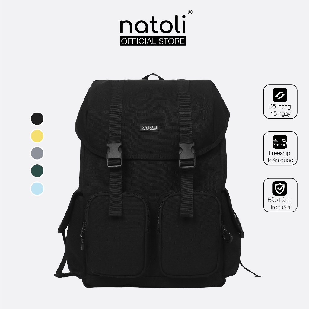 Balo sinh viên nam nữ Thương hiệu NATOLI đi học nhiều ngăn kháng nước cao cấp - WOLFI BACKPACK B7