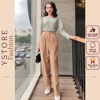 Quần Tây Baggy Nữ Lưng Thun Cạp Cao Thanh Lịch Tôn Dáng Sang Trọng - Thời Trang Hàn Quốc