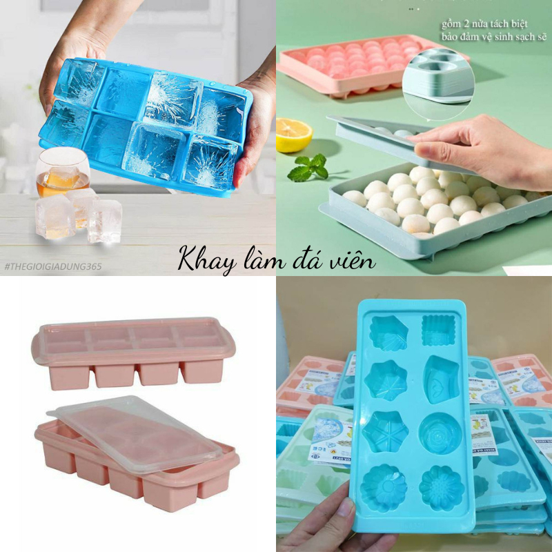 Vỉ, khay làm đá 6 viên, 8 viên, đá tròn có nắp, khay tạo hình cho thạch, pudding