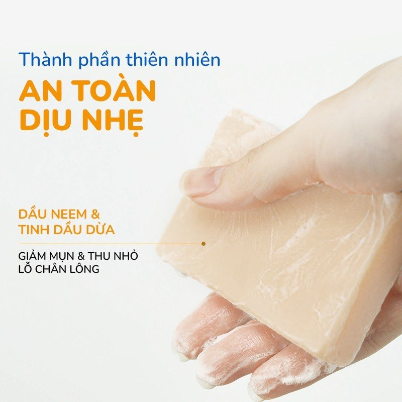 Xà Phòng Mụn Lưng, Giảm Thâm Mông Dầu Neem & Dầu Dừa Làm Dịu Lỗ Chân Lông 100% Thiên Nhiên NEOSKIN 75gr