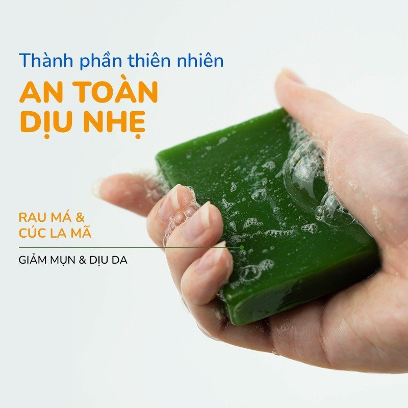 Xà Phòng Tắm Rau Má & Cúc La Mã Làm Dịu Mụn Lưng, An Toàn, Thiên Nhiên 100% Phù Hợp Với Da Body Nhạy Cảm NEOSKIN