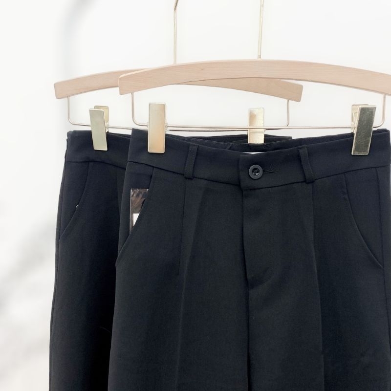 Quần culottes cạp cao dáng xuông ống rộng chất tuyết mưa không xù Nineteen Shop