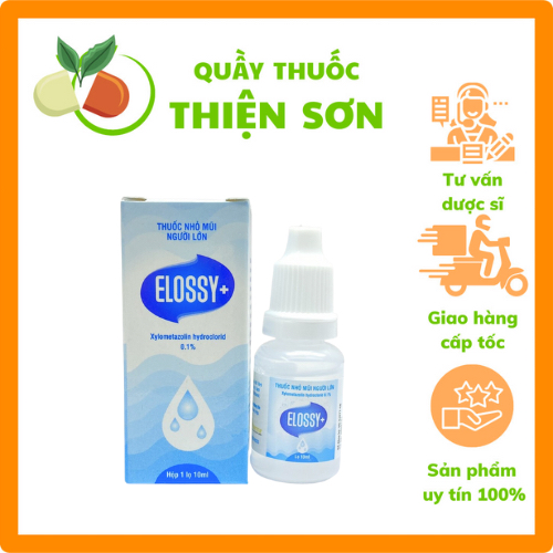 Thuốc nhỏ mũi người lớn Elossy+ 0.1% trị ngạt mũi, viêm mũi, viêm mũi dị ứng, viêm xoang, cảm cúm ( 10ml )
