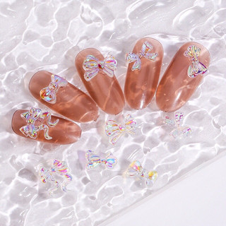 Nailbox Hely.dang - Charm nơ nhựa trắng, đen chấm nhũ đính móng - Bán lẻ