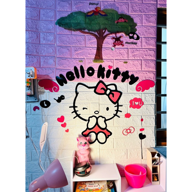 Tranh dán nổi mica dán tường kity cánh tiên trang trí phòng ngủ cho bé