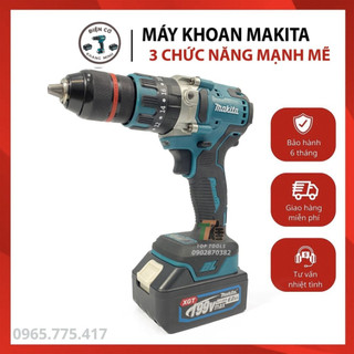 Máy khoan pin makita không chổi than - có búa - khoan 3 chức năng 13mm - khoan pin makita 199v
