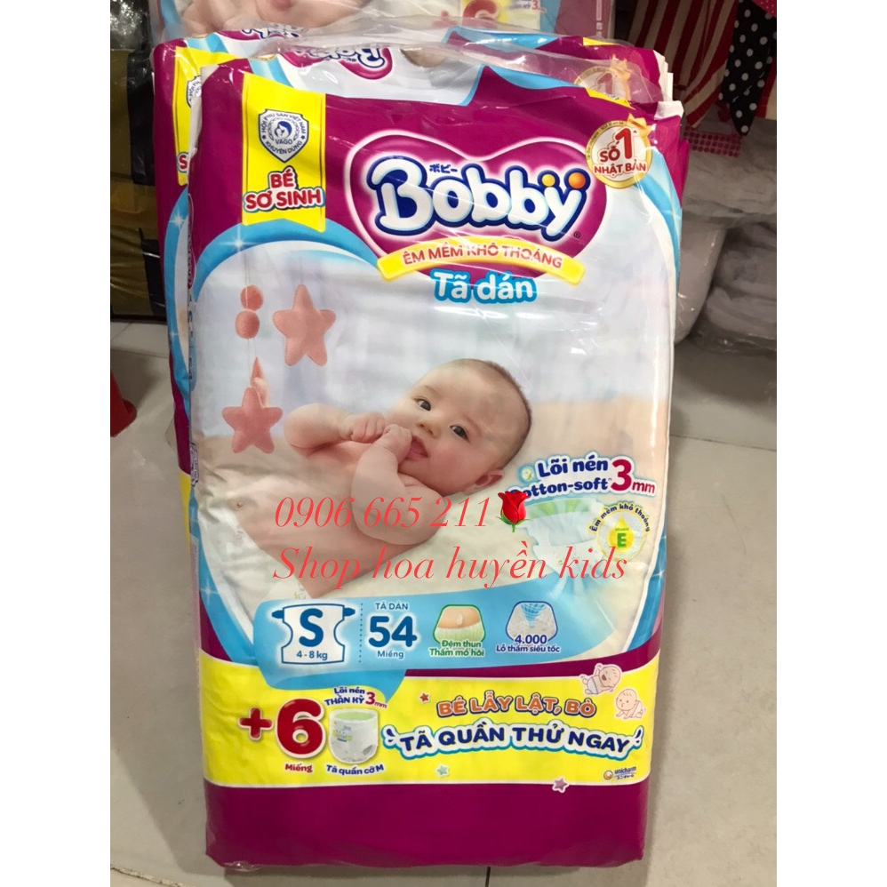 Tã dán sơ sinh Bobby 4-8kg Bĩm dán sơ sinh 80m /54m / 29m tặng kèm 6 miếng