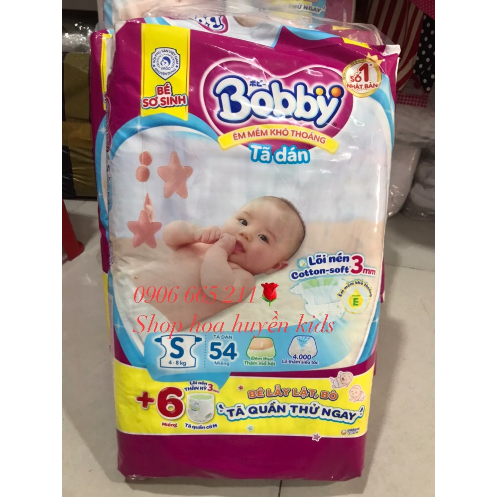Tã dán sơ sinh Bobby 4-8kg Bĩm dán sơ sinh 80m /54m / 29m tặng kèm 6 miếng