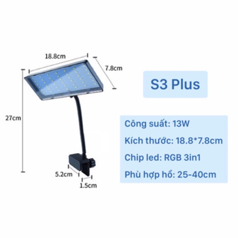 Đèn Led FLAT S3 Nano và DEYAO CF 02 RGB cho bể thủy sinh, Đèn LED kẹp RGB -đèn cho hồ cá cảnh -shop