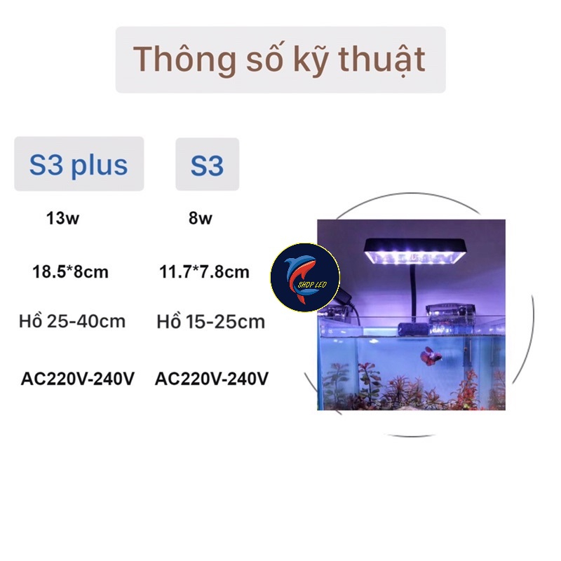 Đèn Led FLAT S3 Nano và DEYAO CF 02 RGB cho bể thủy sinh, Đèn LED kẹp RGB -đèn cho hồ cá cảnh -shop