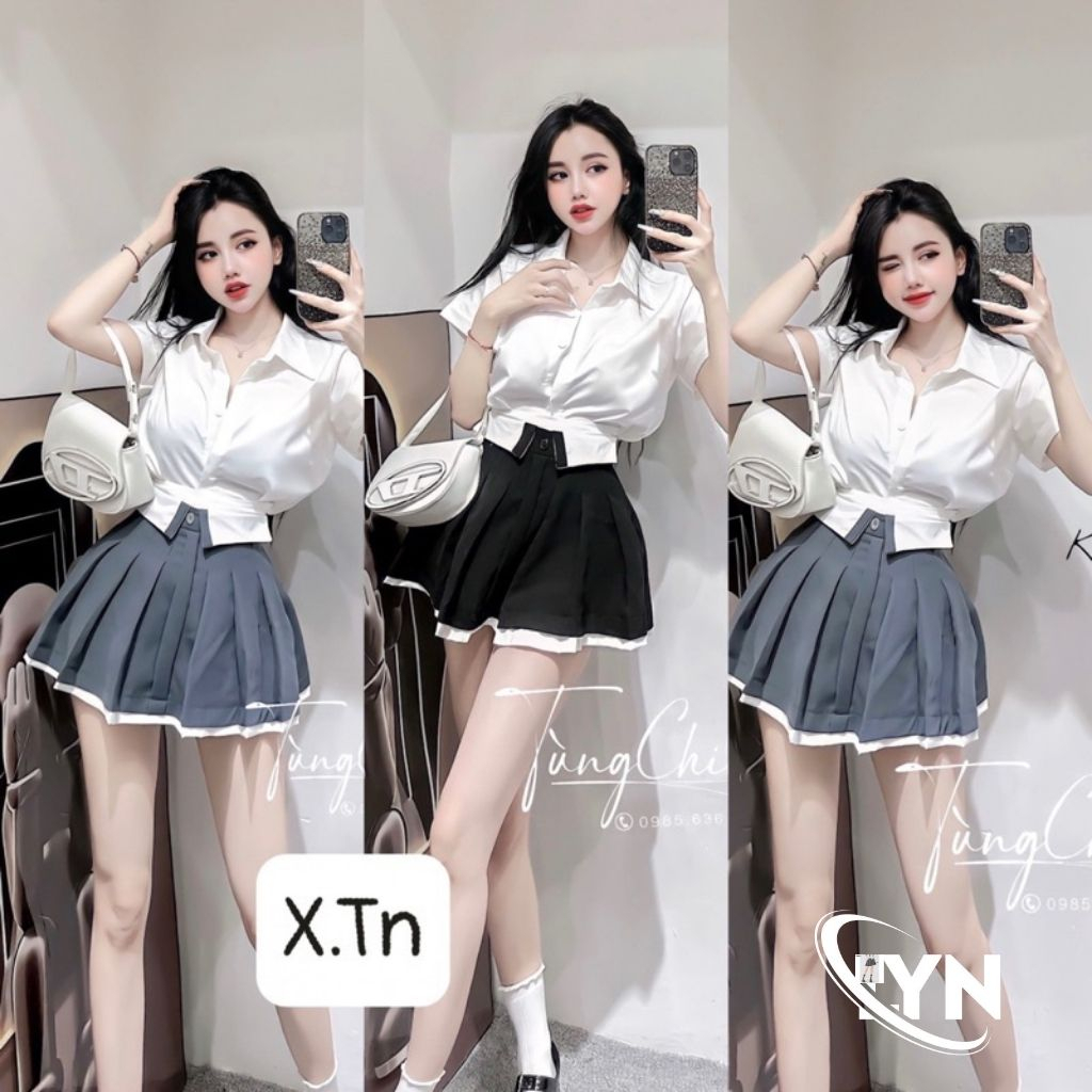 Chân váy LYNNN STORE cạp bẻ xếp ly,phối viền baby kute,siêu xinh chất vải cao cấp kết hợp đưược với áo sơ mi áo croptop | BigBuy360 - bigbuy360.vn
