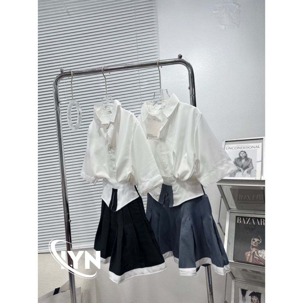 Chân váy LYNNN STORE cạp bẻ xếp ly,phối viền baby kute,siêu xinh chất vải cao cấp kết hợp đưược với áo sơ mi áo croptop | BigBuy360 - bigbuy360.vn