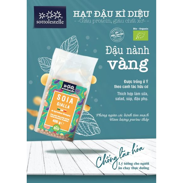 Hạt đậu nành hữu cơ (Organic Soy Bean) - Sottolestelle - 400g - HCMShop