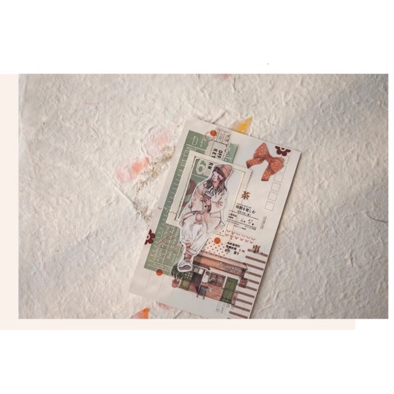Krisna.room ♡ 1 chu kì 95cm cuộn băng dán hình cô gái pha cà phê của QQ studio