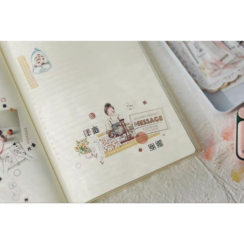 Krisna.room ♡ 1 chu kì 95cm cuộn băng dán hình cô gái pha cà phê của QQ studio