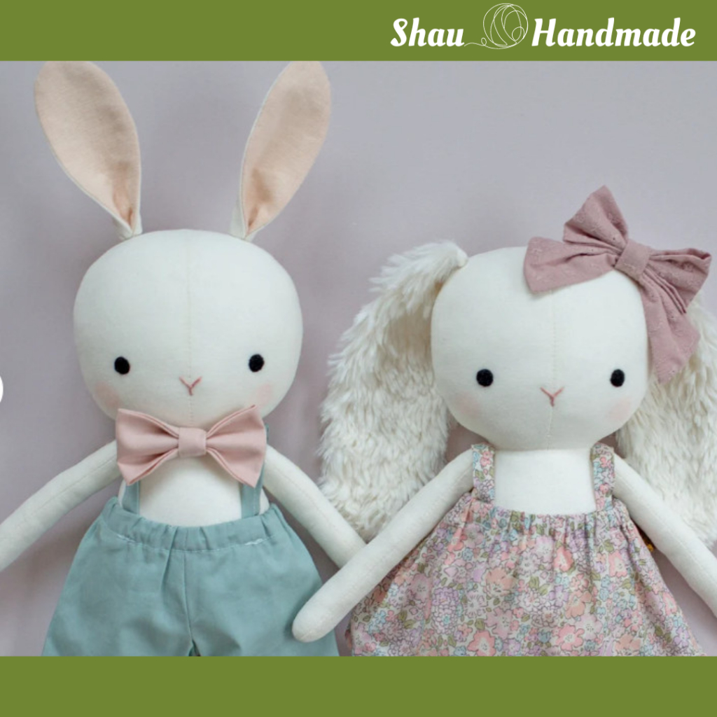 DIY Rập giấy may gấu bông kèm váy áo quần handmade thủ công Thỏ Bunny