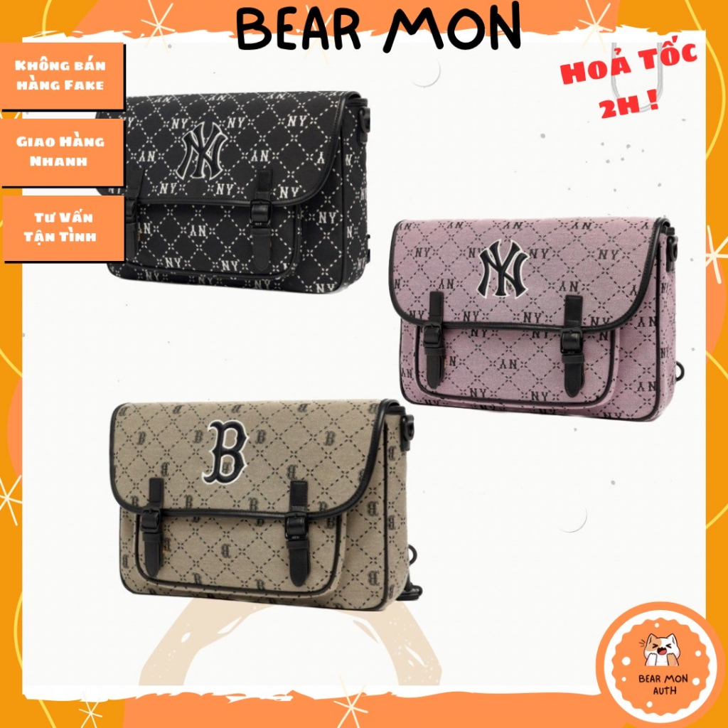 Túi MLB Dia Monogram Jqd Academy Bag New York Yankees 7Acrmd13N màu tím xám và đen