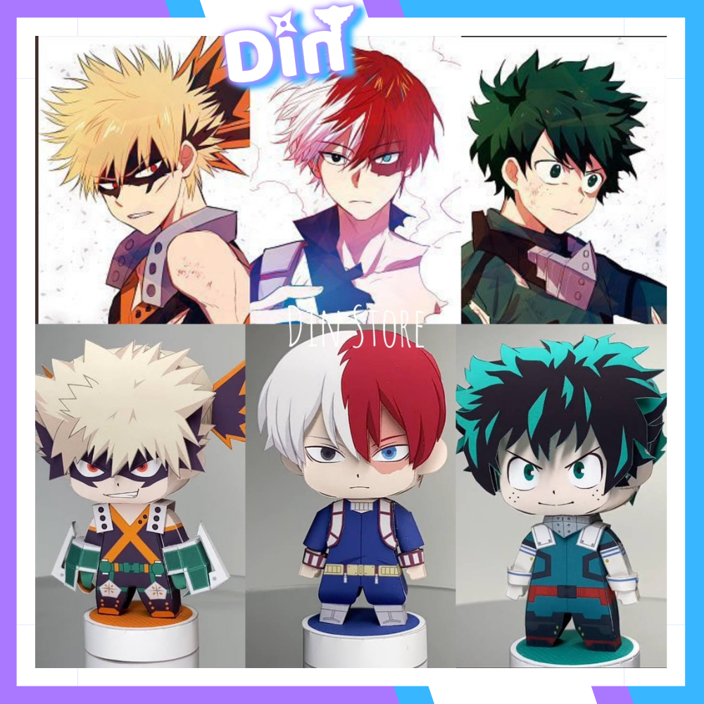 Mô hình giấy nhân vật Boku No Hero Academia My Hero Academia - Mô Hình Todoroki , Bakugo , Deku - Kit Mô Hình Anime