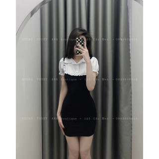 Đầm body cổ phối sơmi bèo