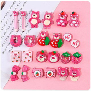 Charm slime icon gấu dâu hồng Lotso trang trí phụ kiện