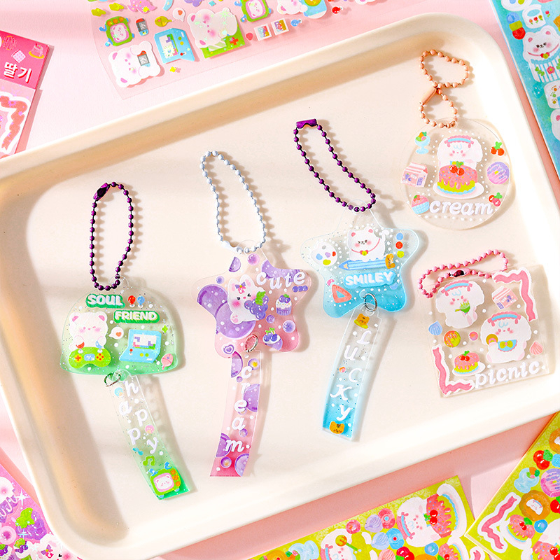 Zanmo tấm hình dán sticker gấu mèo cún lấp lánh dễ thương