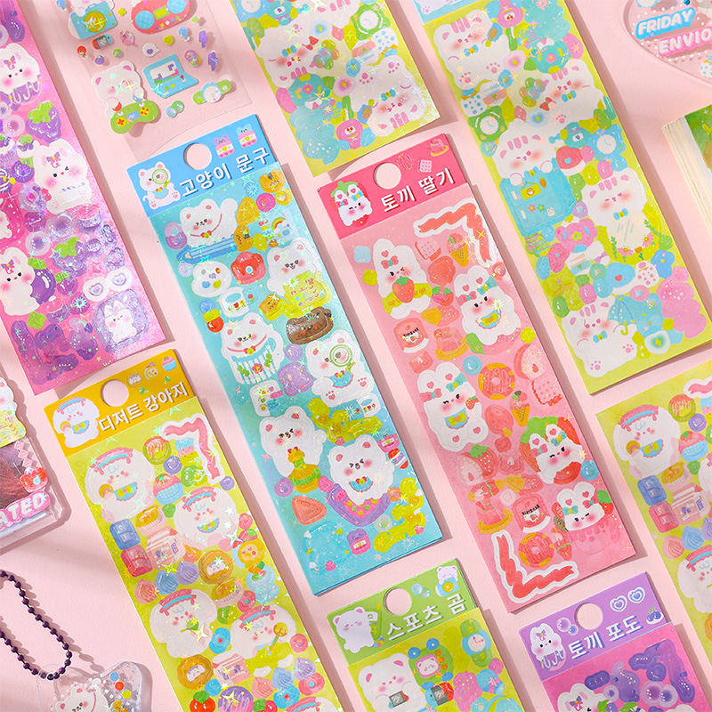 Zanmo tấm hình dán sticker gấu mèo cún lấp lánh dễ thương