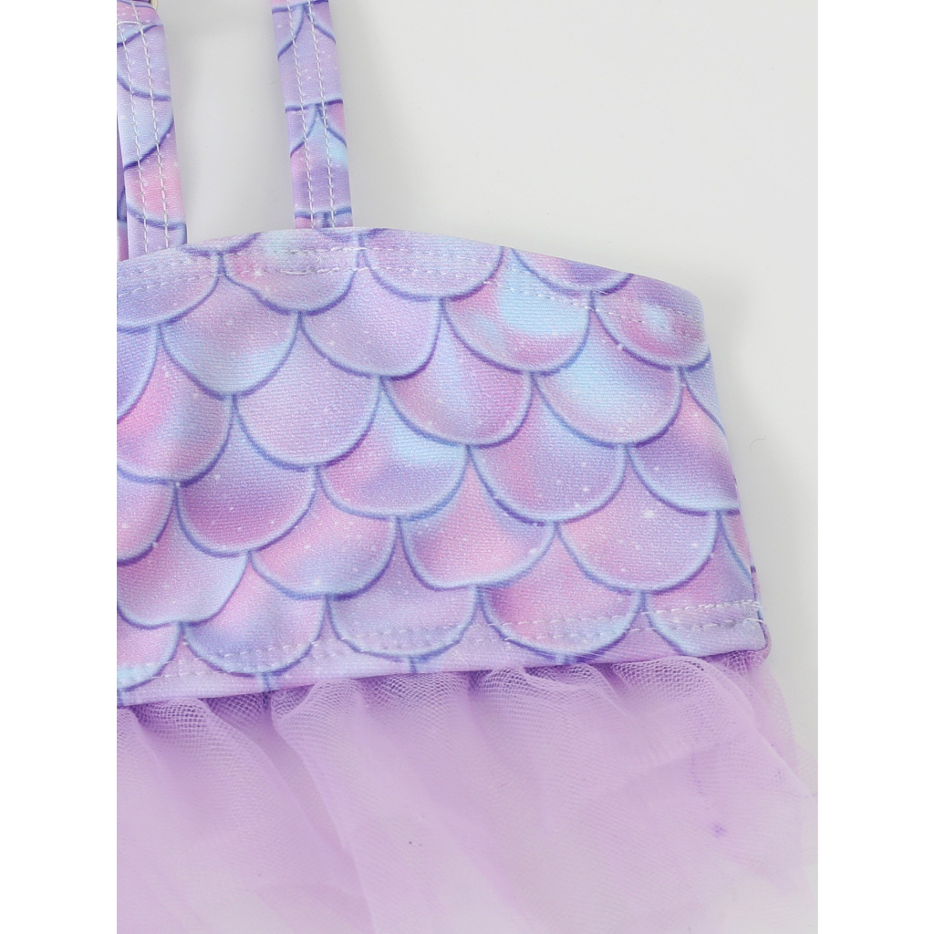 Bộ Bơi 3 Ct Tiên Cá Màu Tím QCCC Cho Bé Gái