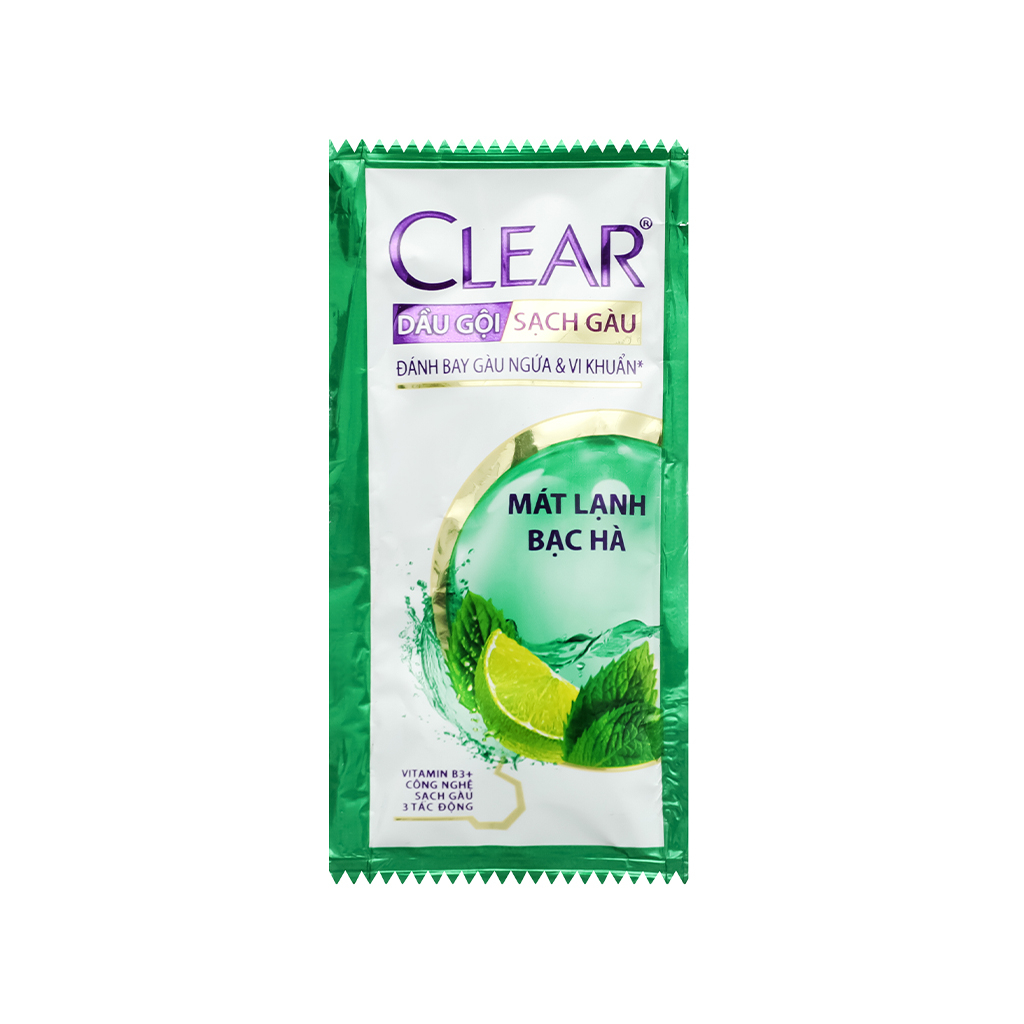 Dây 10 gói dầu gội Clear mát lạnh bạc hà