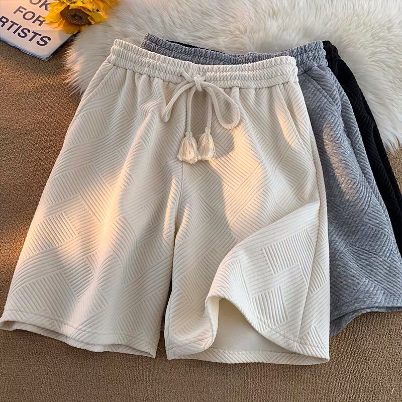 Quần short nam nữ Unisex - hinata97_shop - quần đùi thể thao chất cotton nổi mặc thoáng mát có dây buộc kiểu cách