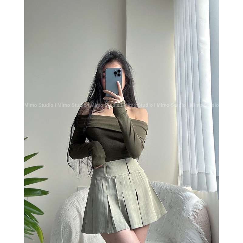 Bodysuit ôm dài tay trễ vai