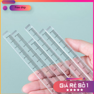 Thước kẻ Acrylic thước hình vuông đặc thước 20cm học sinh vẽ đo kẻ..