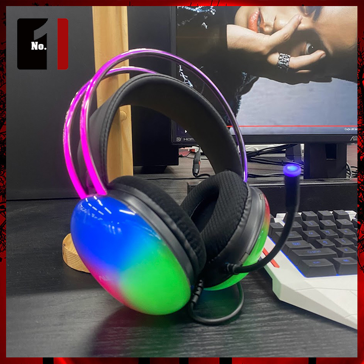 Tai Nghe Headphone Gaming Chụp Tai Có Mic AULA S505 Led RGB Trong Suốt Cực Đẹp Tai Nghe Máy Tính Âm Thanh Hay