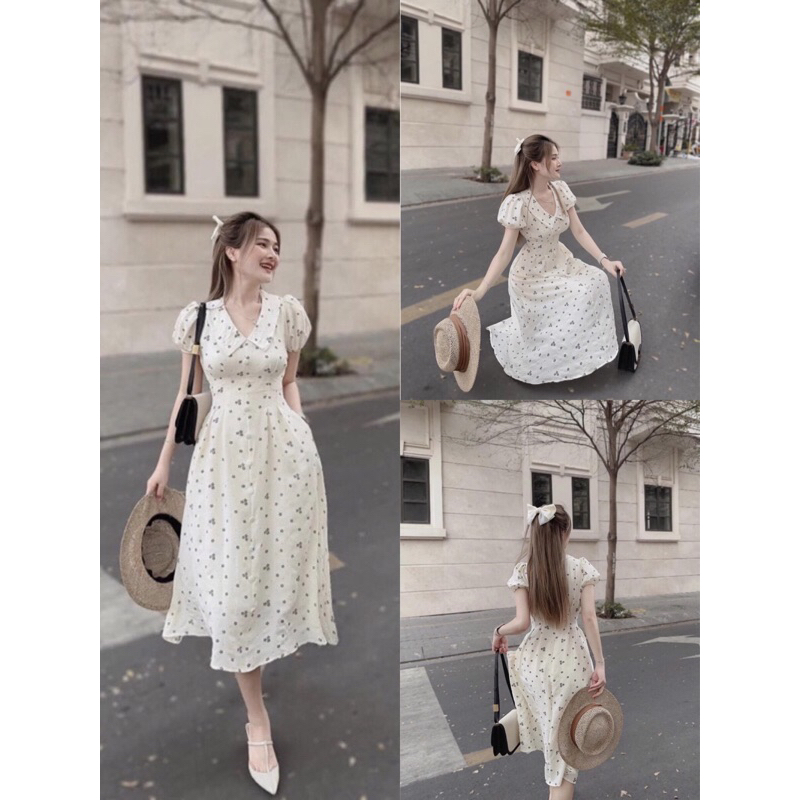 Đầm hoa nhí Tay bồng Dáng dài siêu tiểu thư