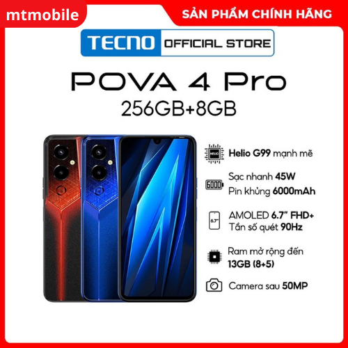 Điện thoại Gaming Tecno POVA 4 PRO (8GB/256GB) -Hàng Chính Hãng fullbox nguyên seal bảo hành 12 tháng
