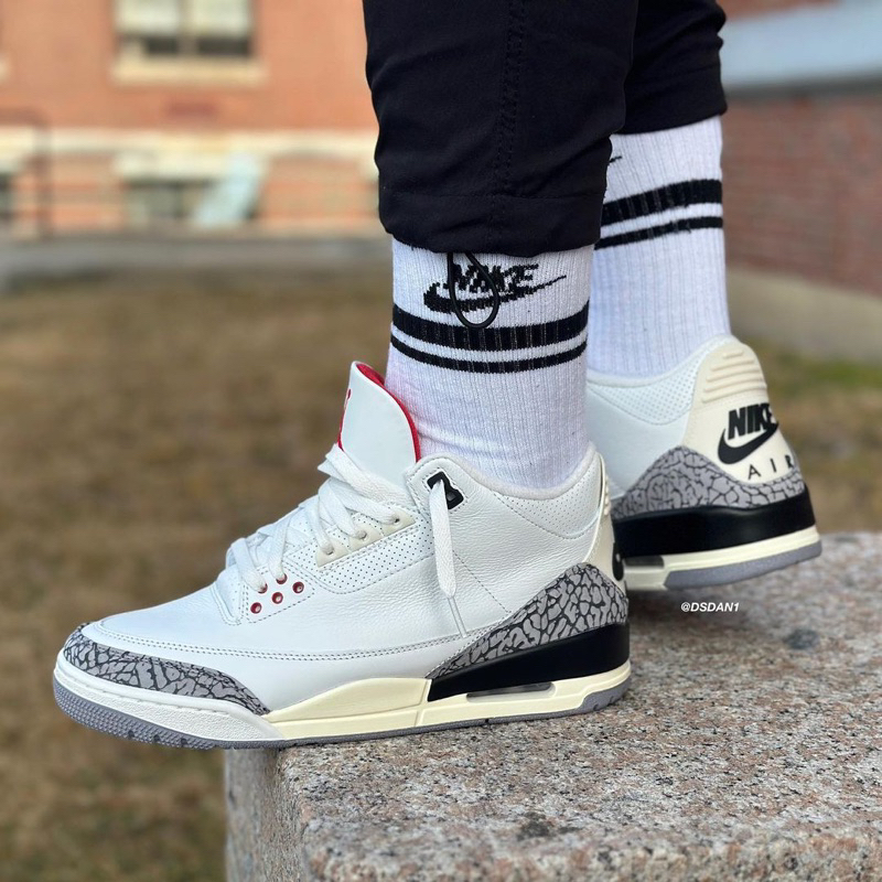 'Giày Cổ Thấp' Nike Air Jordan 3 Retro White Cement