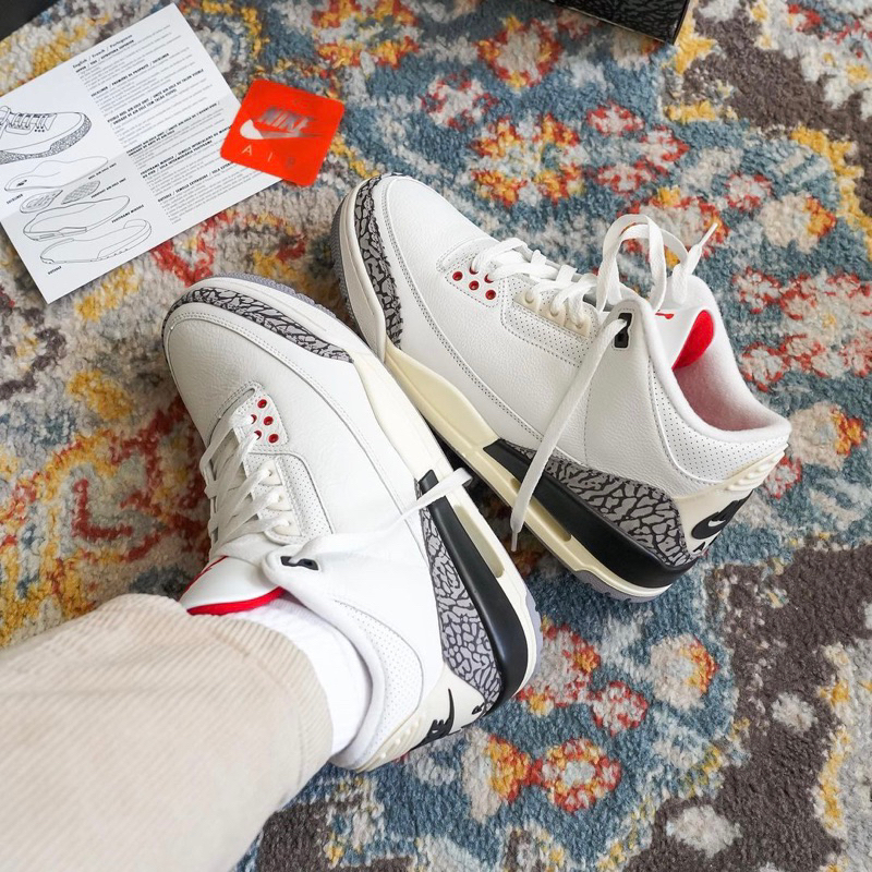 'Giày Cổ Thấp' Nike Air Jordan 3 Retro White Cement