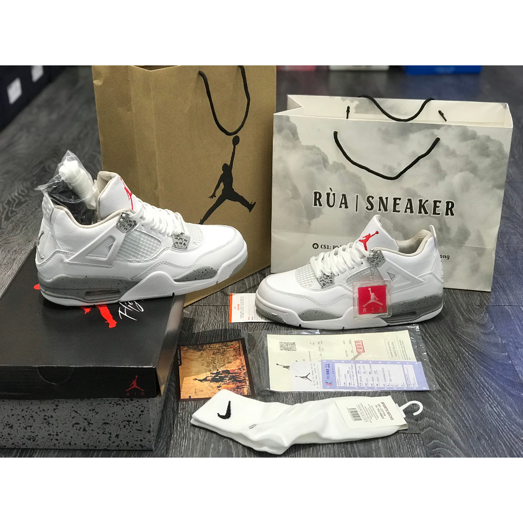 Siêu Phẩm Giày Thể Thao Sneaker JD 4 Trắng Xám Siêu Hot Cao Cấp Ảnh Thật + freeship + Tặng Tất