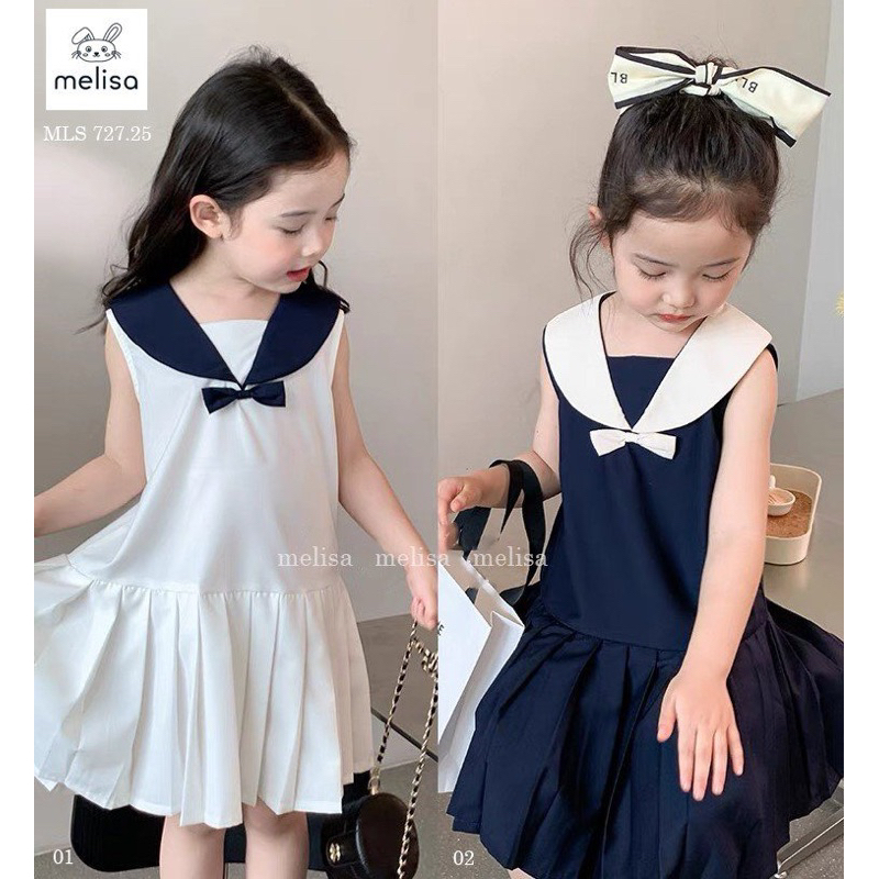 HTK- Váy cổ thuỷ thủ 2 màu Melisa size 18/24m-10/11y