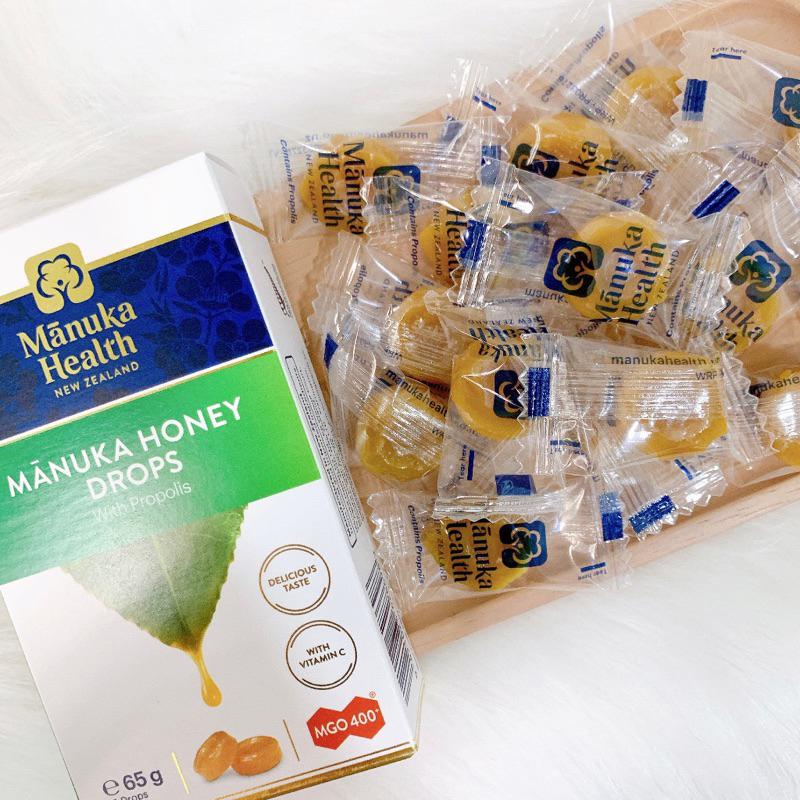 Kẹo Ngậm Mật Ong Manuka Honey Drops Lemon Flavour Vị Chanh, Vị Nho MGO 400+ -65g-15 Viên