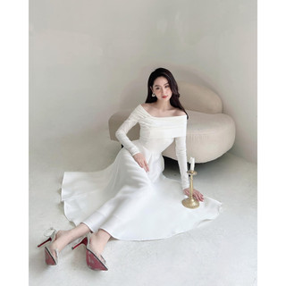Đầm dự tiệc Đầm Lệch Vai Dáng Xòe Tay Dài - D0732