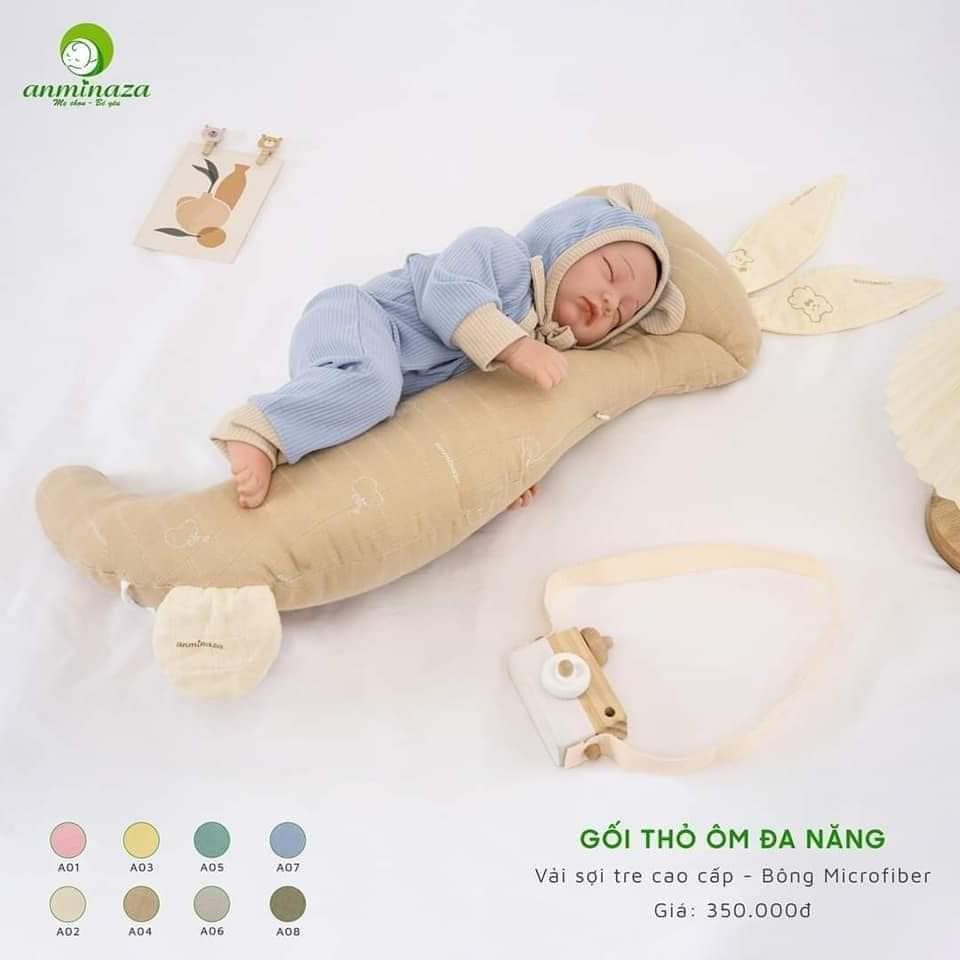 Gối ôm thỏ đa năng sợi tre cao cấp Anminaza mềm, êm, thoáng khí cho bé
