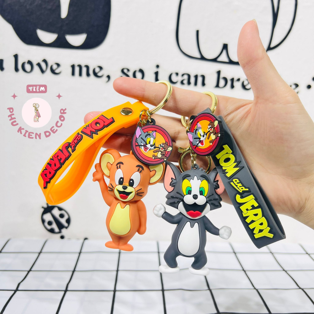 Móc khoá xe máy Tom và Jerry dễ thương, thiết kế đẹp, móc treo chìa khóa ô tô phong cách trẻ trung và hiện đại