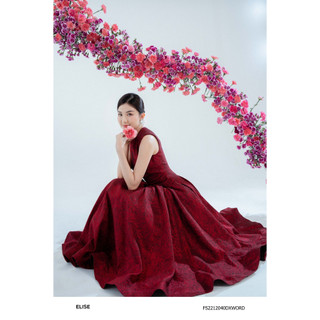 MAXI GẤM HOA ĐỎ XẾP LY EO