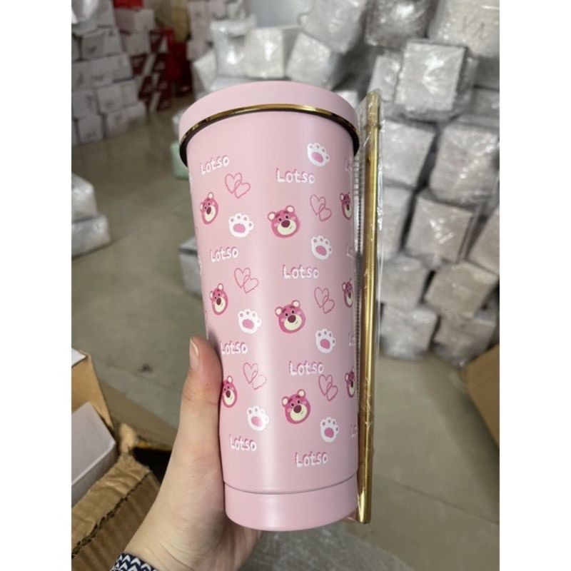 Ly cốc giữ nhiệt 750ml tặng kèm ống hút , cọ rửa bình gấu dâu Lotso 2023 | BigBuy360 - bigbuy360.vn