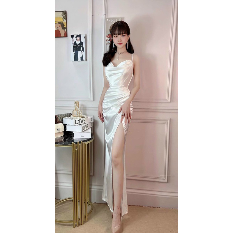 Đầm body kết chuỗi cổ đổ xẻ đùi gợi cảm TRIPBLE T DRESS - size M/L - MS460V