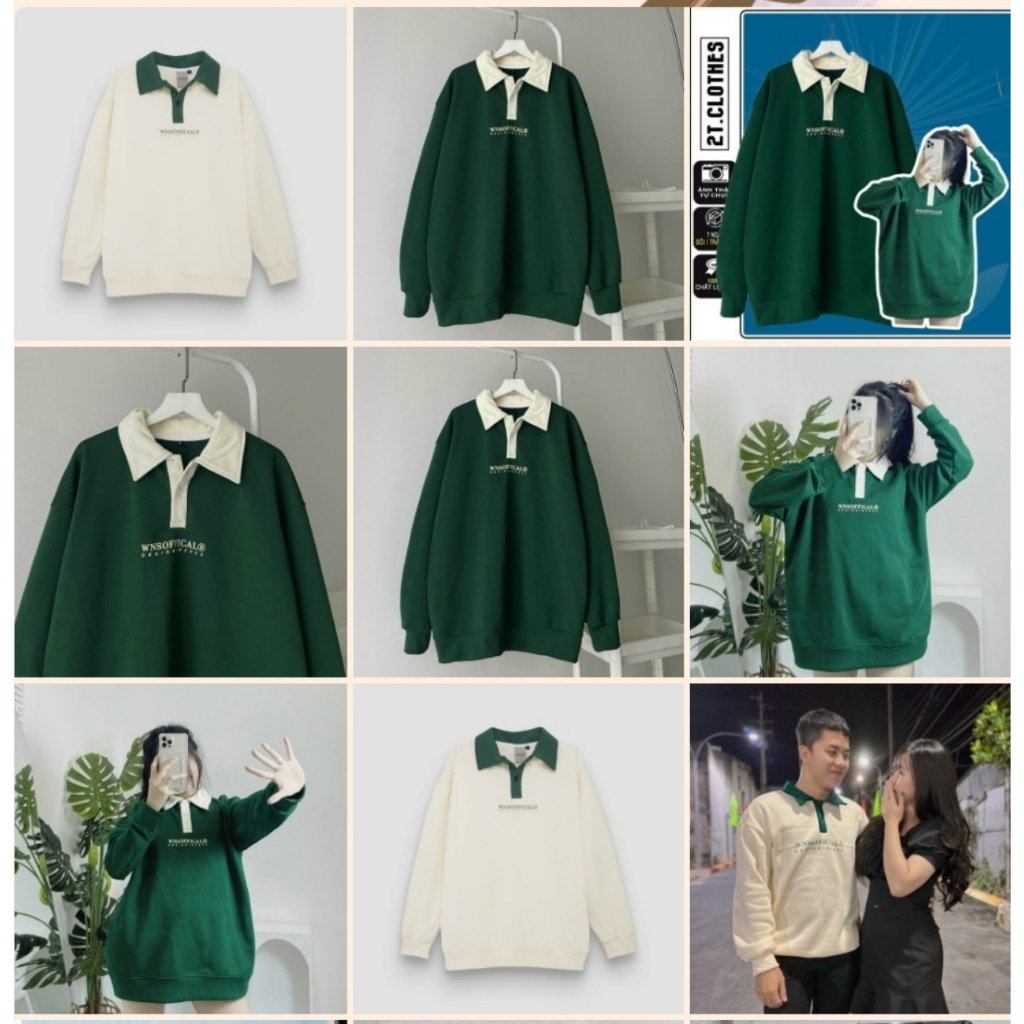 Áo khoác Sweater Cặp đôi Nam Nữ Chất Nỉ cổ trụ y hình logo Official hàn quốc 777sweater421